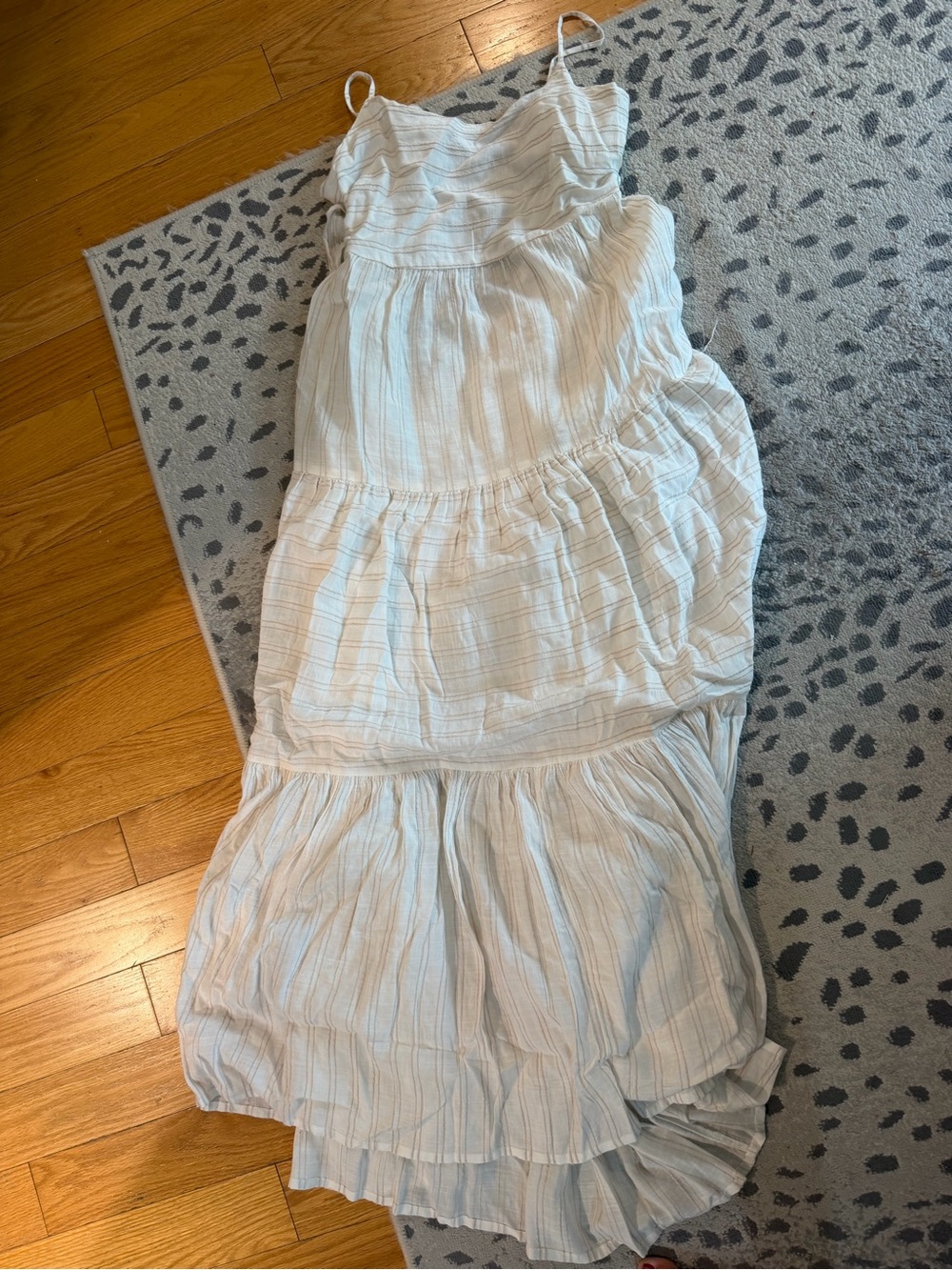 Women’s White & Light Stripe Tiered Sundress
